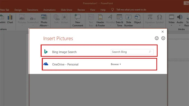Các nguồn ảnh trực tuyến khả dụng trong Powerpoint