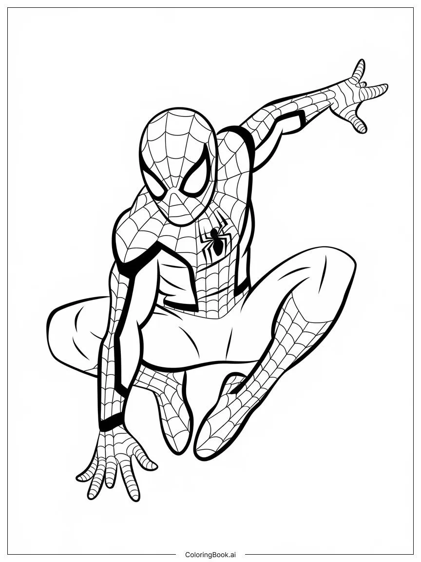 Trang tô màu Spider-Man trong tư thế cổ điển