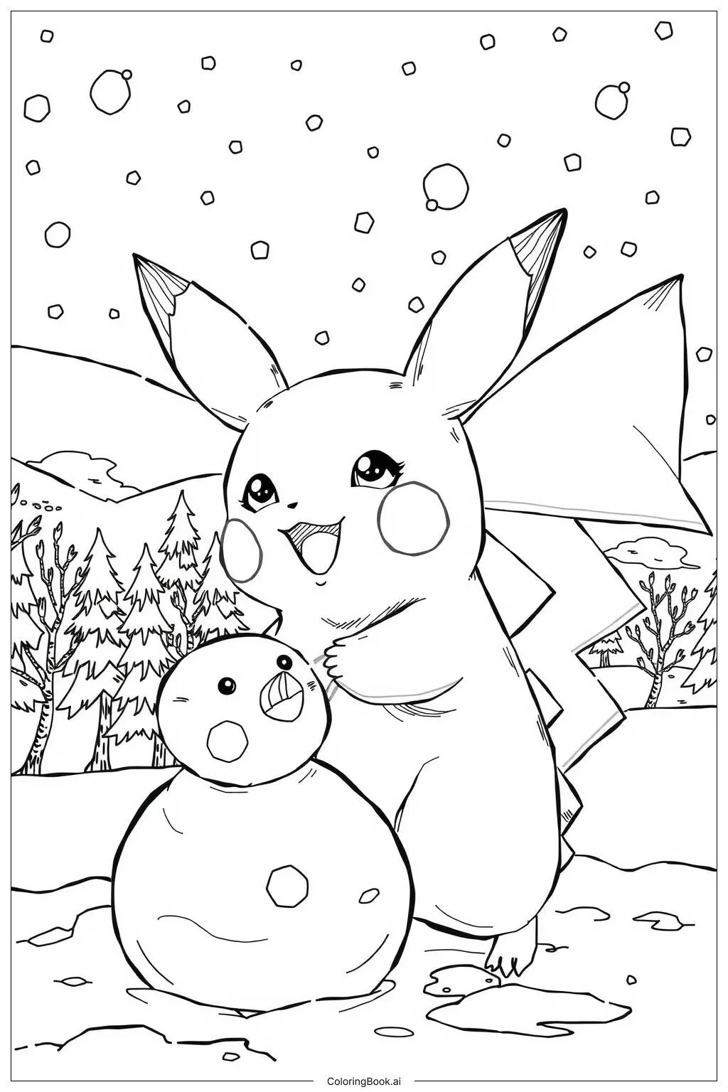 Pikachu trong mùa đông tuyệt vời