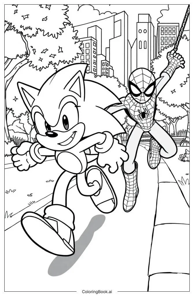 Trang tô màu Sonic và Người Nhện