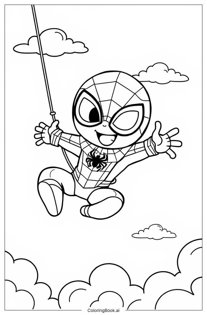 Trang tô màu Chibi Spider-Man (bản dễ)