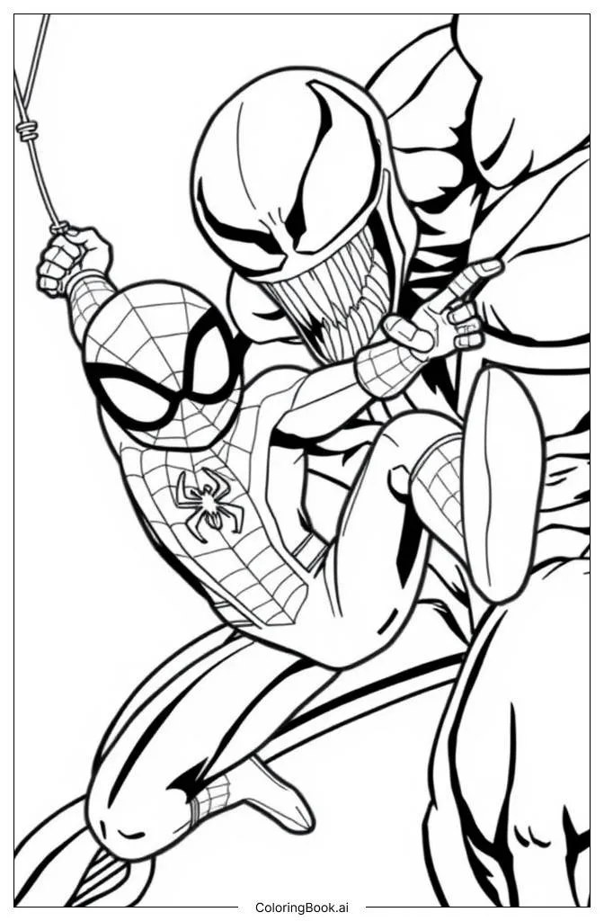 Trang tô màu Người Nhện vs Venom