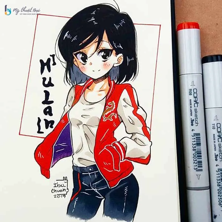 Ảnh vẽ một cô gái anime đáng yêu, thể hiện qua nét vẽ mềm mại và màu sắc tươi sáng