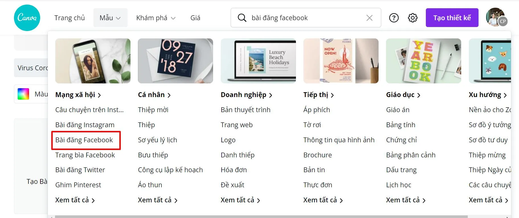 Tạo bài đăng Facebook với định dạng có sẵn