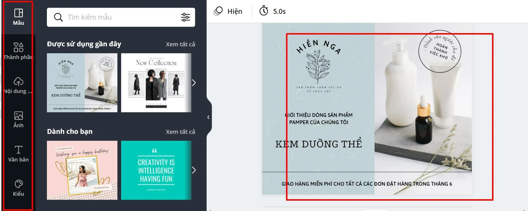 Thay đổi thông tin trên ảnh để phù hợp với mình