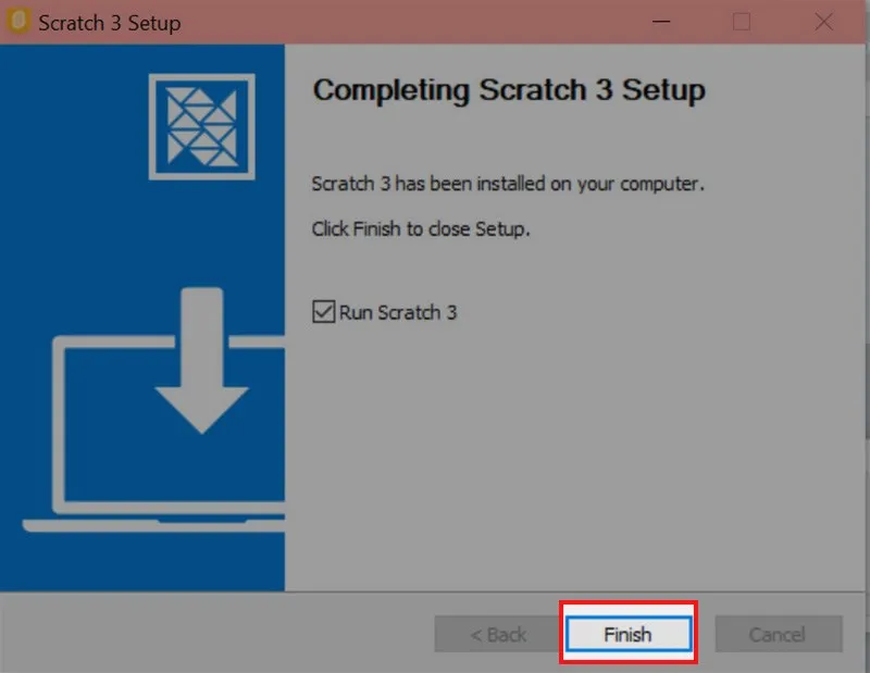 Hoàn tất quá trình cài đặt phần mềm lập trình Scratch