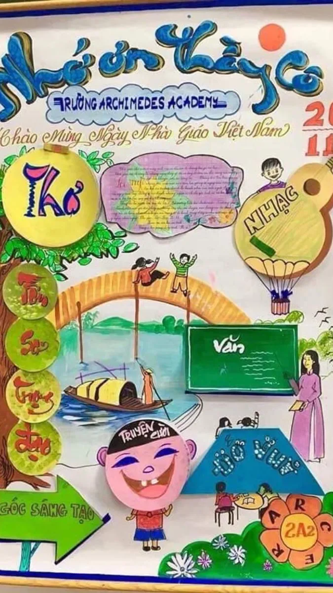 Mẫu báo tường tiểu học với hình ảnh ngộ nghĩnh
