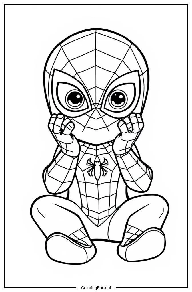 Trang tô màu Mini Baby Spider-Man (bản dễ)