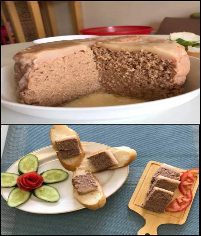 Thành phẩm pate gan heo sau khi hấp chín, trông thơm ngon hấp dẫn