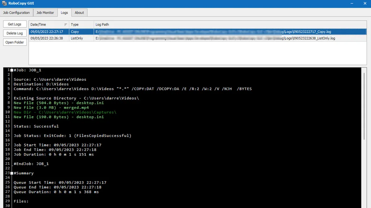Giao diện Command Prompt hiển thị lệnh Robocopy đang thực hiện sao chép file