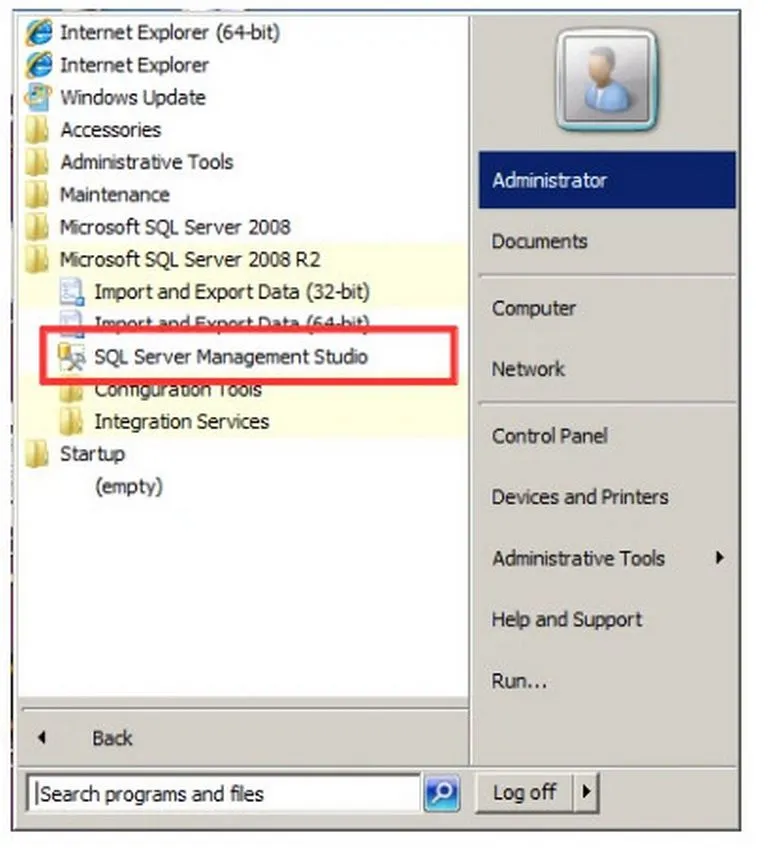 Mở SSMS