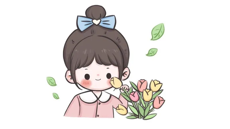 Hình vẽ bé gái chibi trong trang phục dễ thương