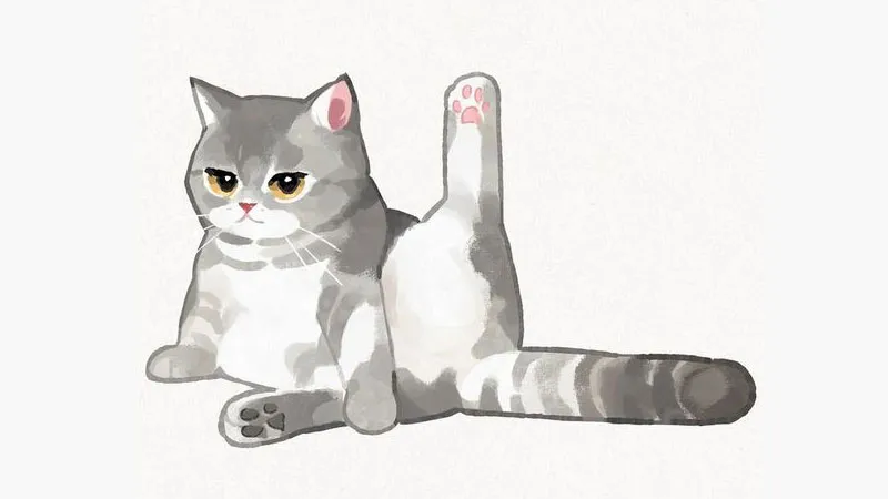 Mẫu vẽ mèo cute ngẩng đầu