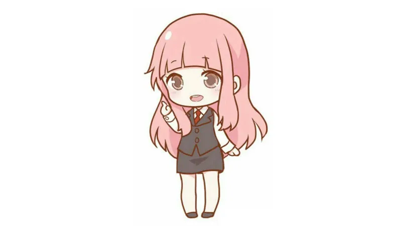 Hình vẽ bé gái chibi với biểu cảm ngạc nhiên