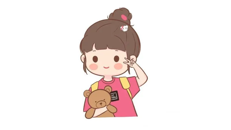 Tranh vẽ bé gái chibi với thú cưng