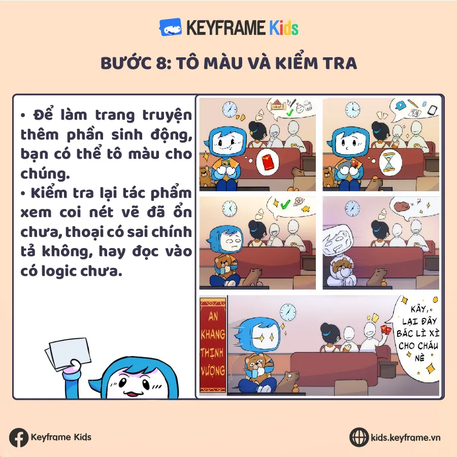 Alt text: Hình ảnh minh họa một trang truyện tranh đã được tô màu hoàn chỉnh.