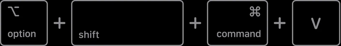 Sơ đồ phím tắt Option-Shift-Command-V để dán và khớp kiểu trên máy tính Mac