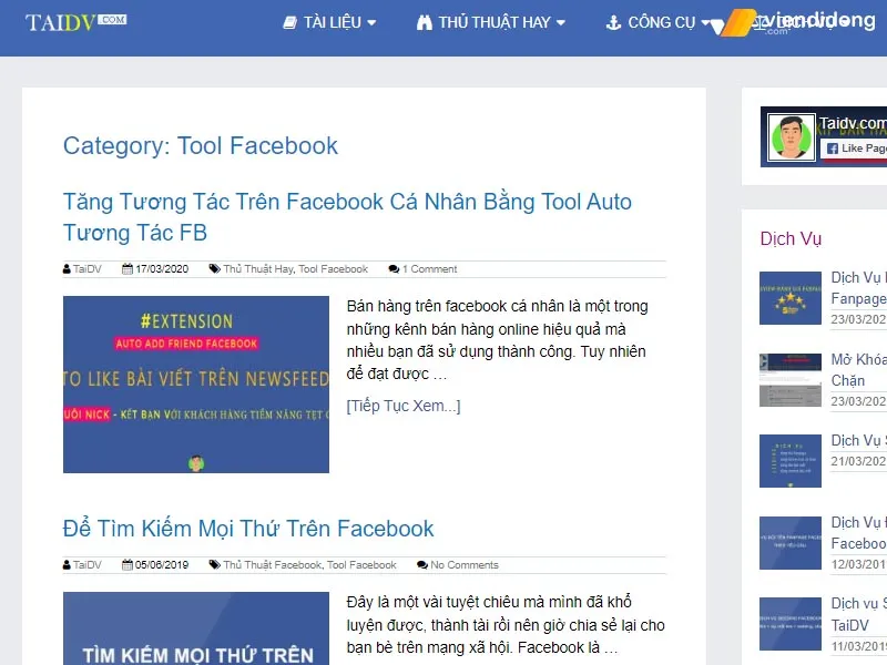 Truy cập Taidv.com để có thêm một số công cụ Facebook đa dạng khác