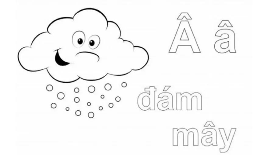 Tranh tô màu chữ cái A với hình ảnh quả táo