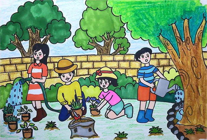 Tranh vẽ trồng cây