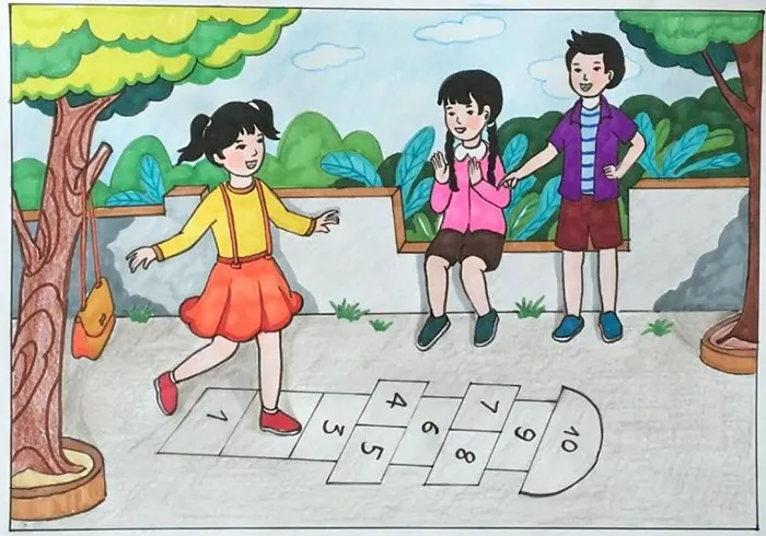 Tranh vẽ chơi trò chơi dân gian