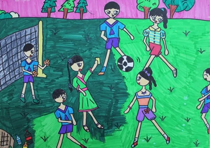 Tranh vẽ chơi đá bóng