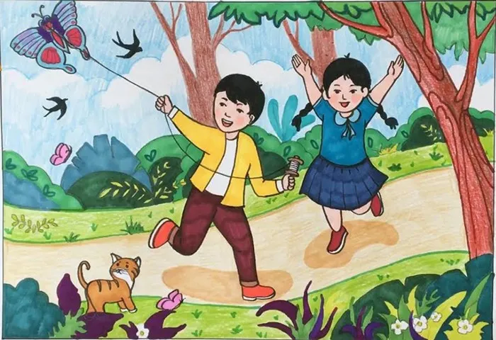 Tranh vẽ thả diều