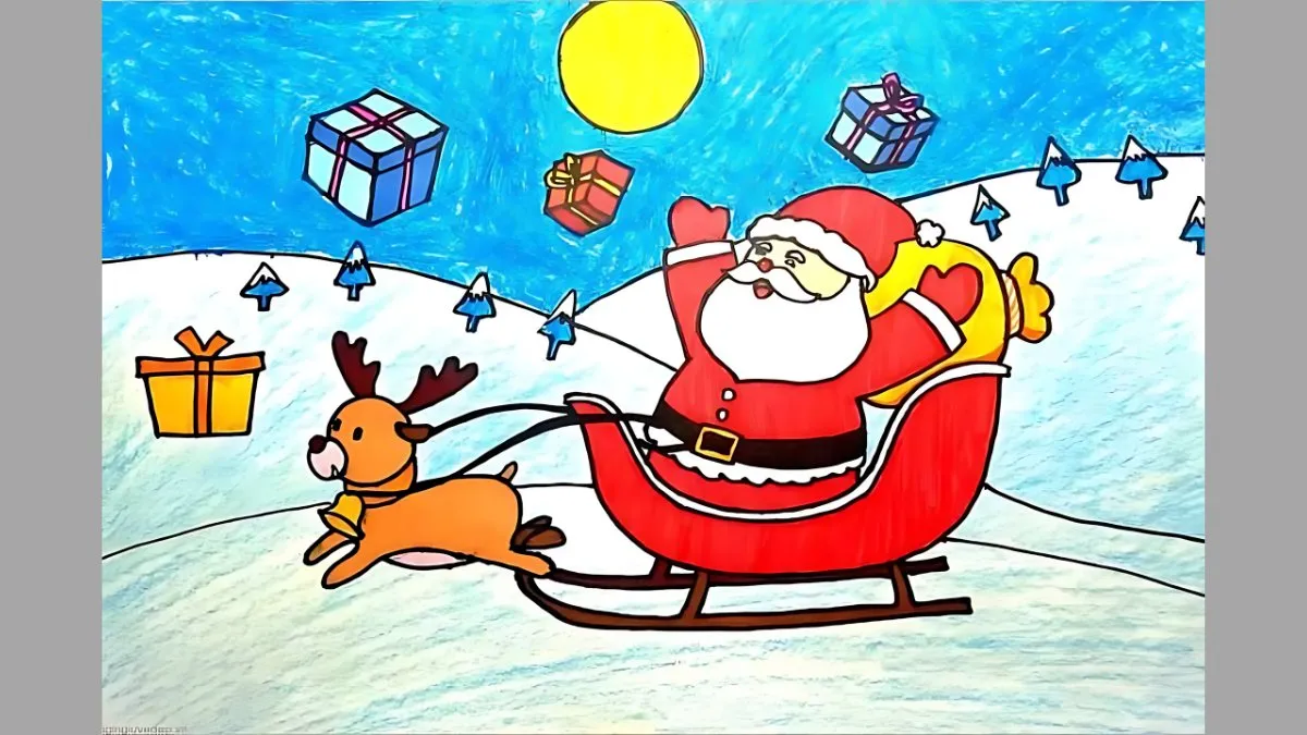 Một số mẫu tranh Noel đẹp: Cây thông đơn giản
