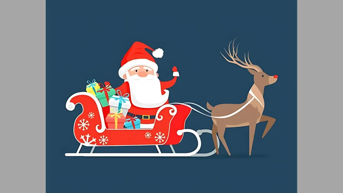 Tổng hợp các mẫu tranh Noel cute: Bé trai ôm quà