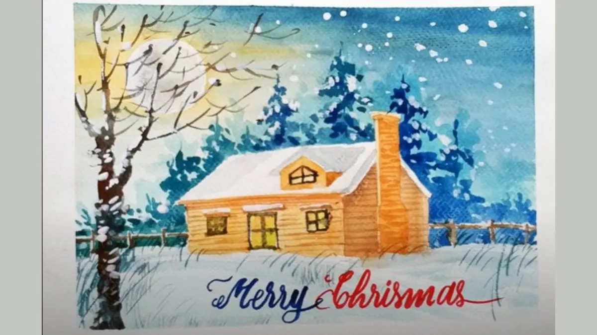 Gợi ý từng bước vẽ tranh Noel nâng cao bước 1