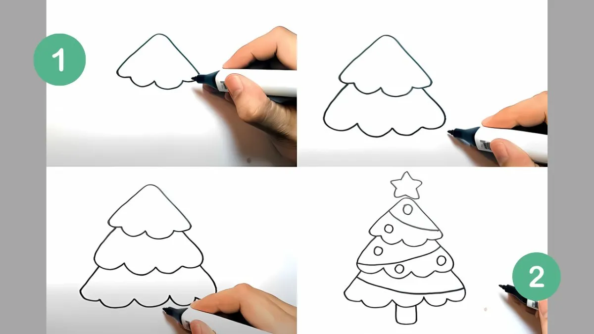 Cách vẽ tranh cây thông Noel