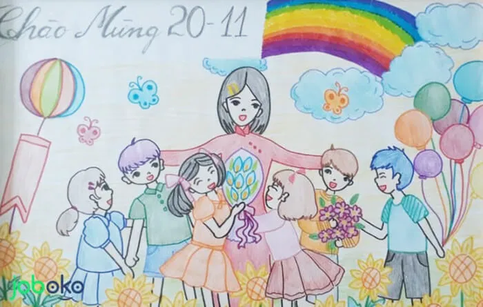 Mẫu tranh vẽ chào mừng ngày 20 - 11