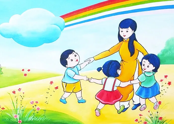 Mẫu tranh 20/11 đơn giản tặng cô