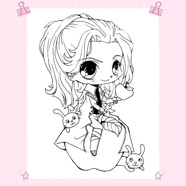 Tranh tô màu anime girl ngầu lạnh lùng 3