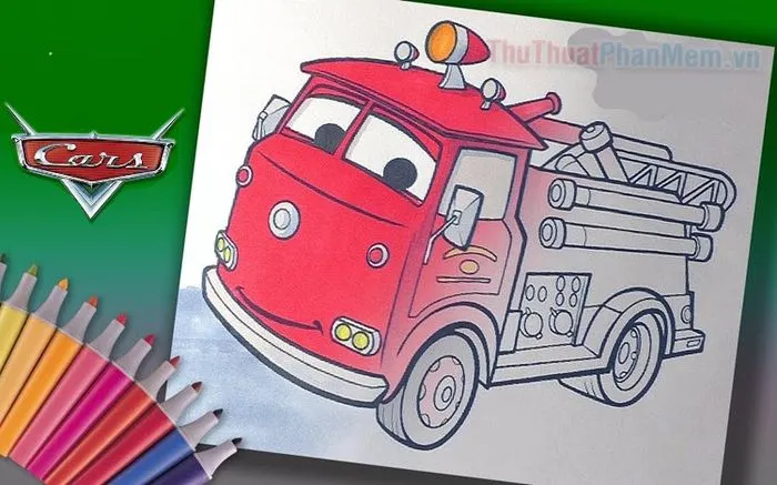 Tranh tô màu xe cứu hỏa độc đáo cho bé
