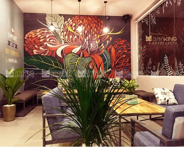 Tranh tường 3d quán cafe