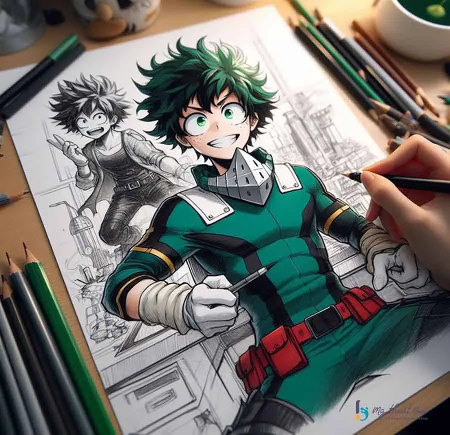 Hình ảnh một nhân vật anime nam được vẽ tỉ mỉ, thể hiện kỹ thuật tô bóng và màu sắc