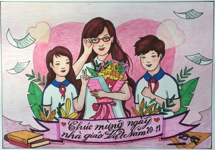 Mẫu tranh chúc mừng 20/11 đẹp