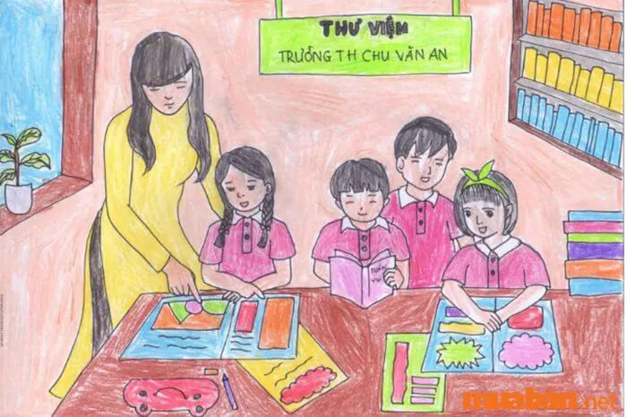 Hình ảnh quen thuộc với cô giáo được tái hiện trong bức ảnh