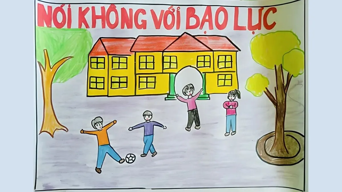 Hình vẽ tranh phòng chống bạo lực học đường cho cuộc thi