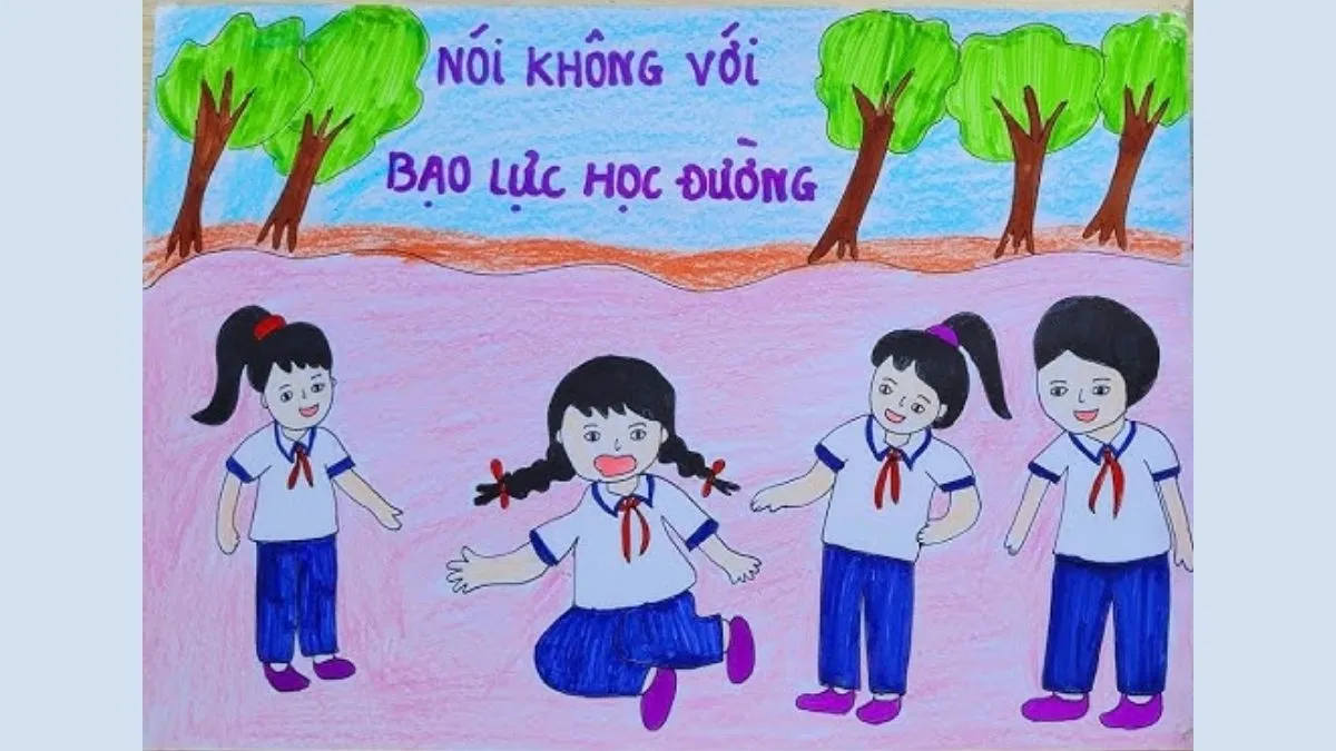 Bức hình vẽ tranh xây dựng tình bạn tốt đẹp