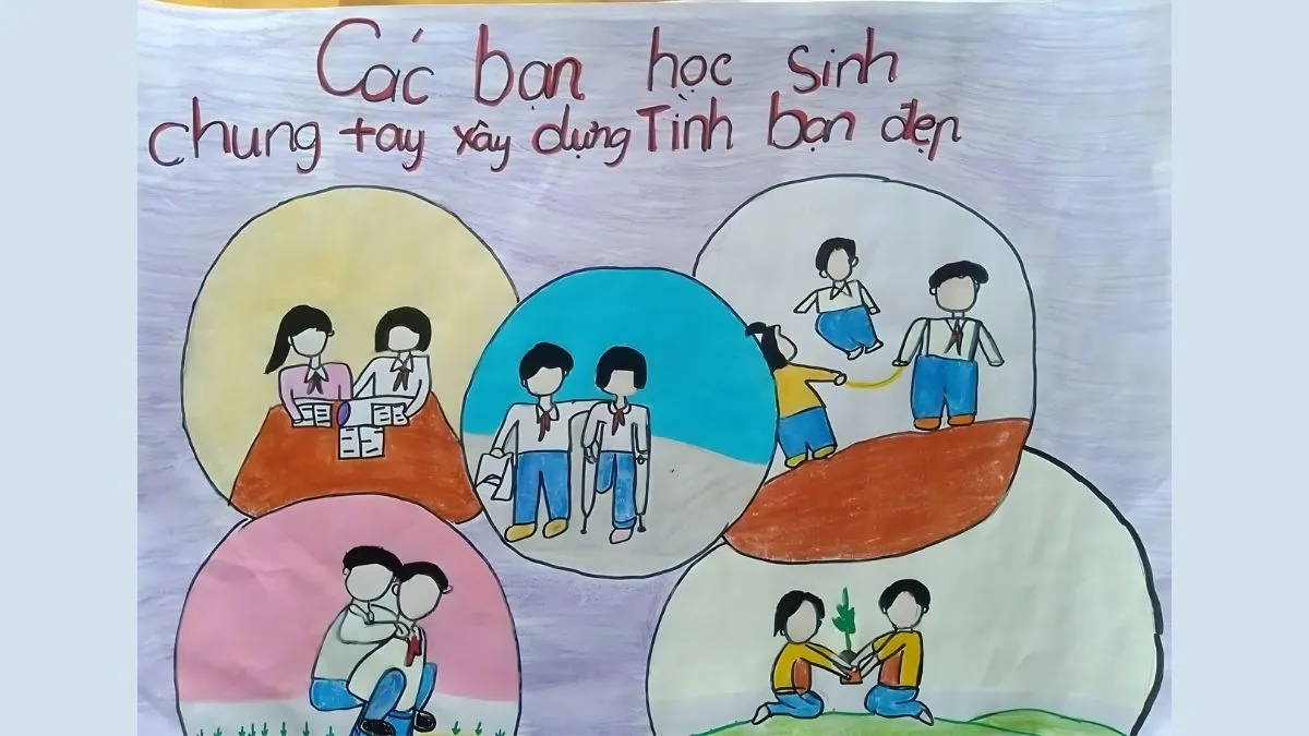 Tải ảnh vẽ tranh tuyên truyền xây dựng tình bạn đẹp