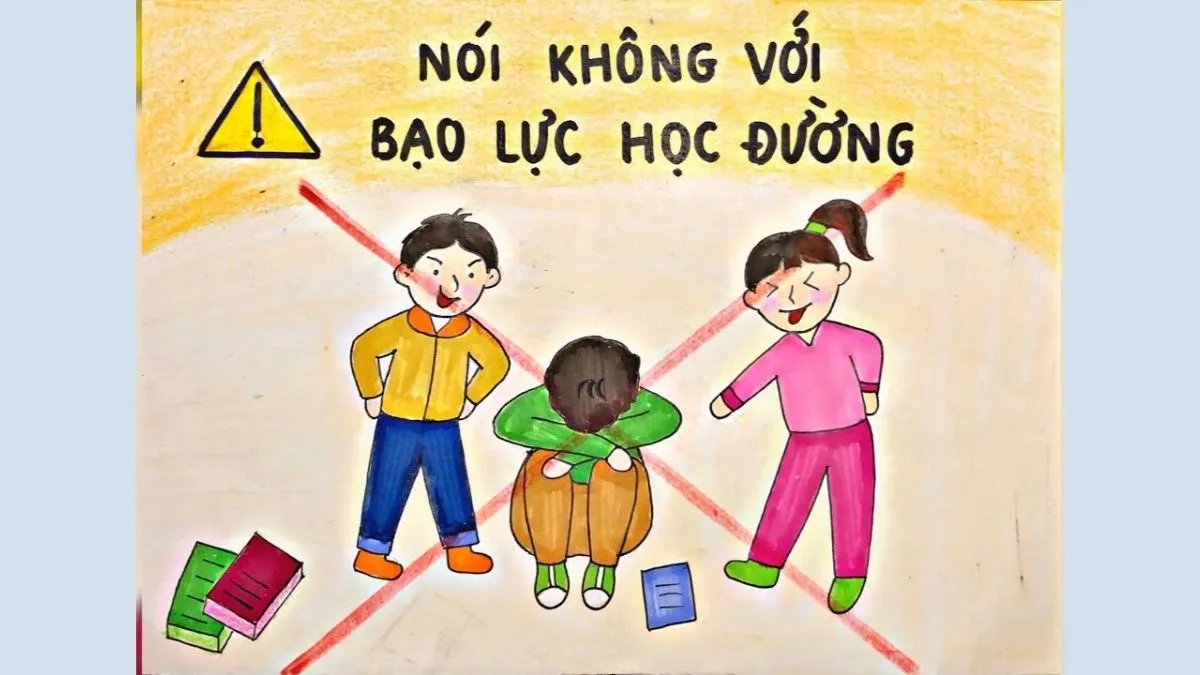 Tô màu cho tranh vẽ phòng chống bạo lực học đường đơn giản