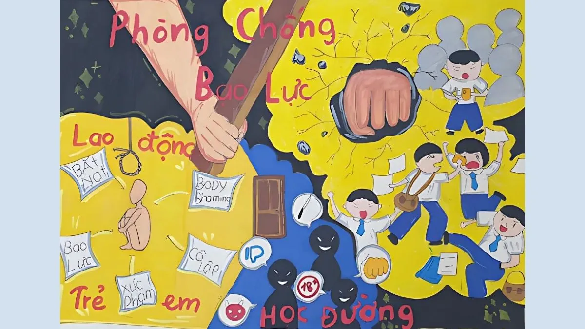 Hình ảnh vẽ tranh tuyên truyền vì thế giới không bạo lực