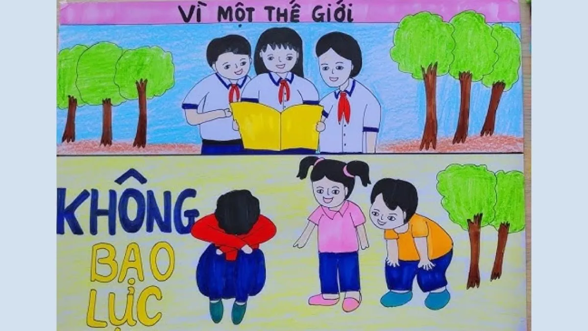 Tải tranh vẽ các bạn hòa thuận không bạo lực
