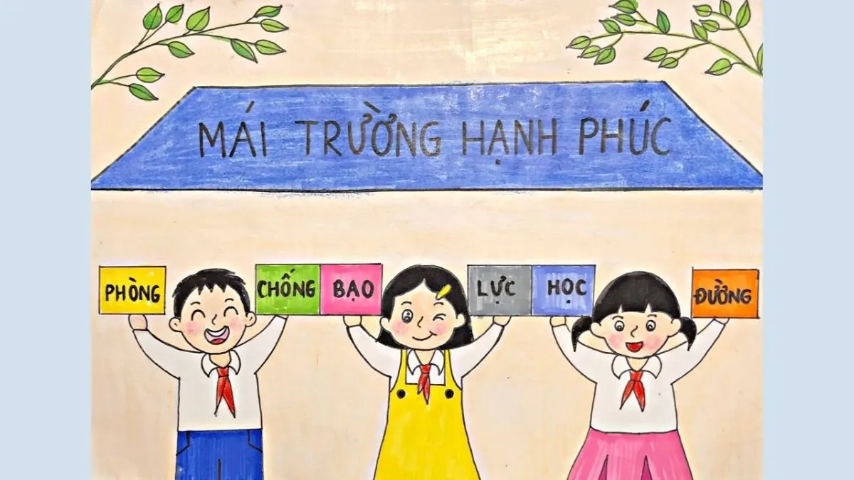 Tranh vẽ đẹp về chủ đề không bạo lực học đường