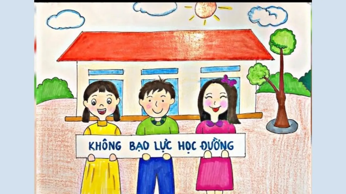 Bức tranh phòng chống bạo lực học đường đầy màu sắc