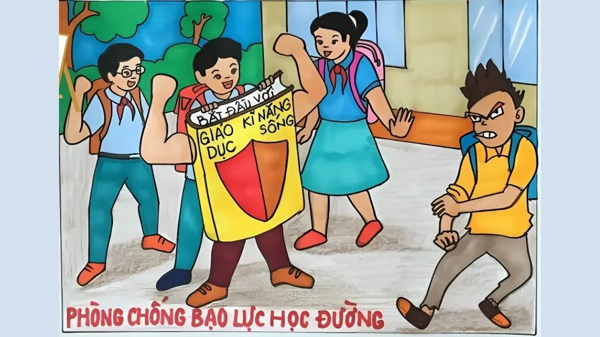 Cách vẽ tranh bạo lực học đường ý nghĩa cho học sinh