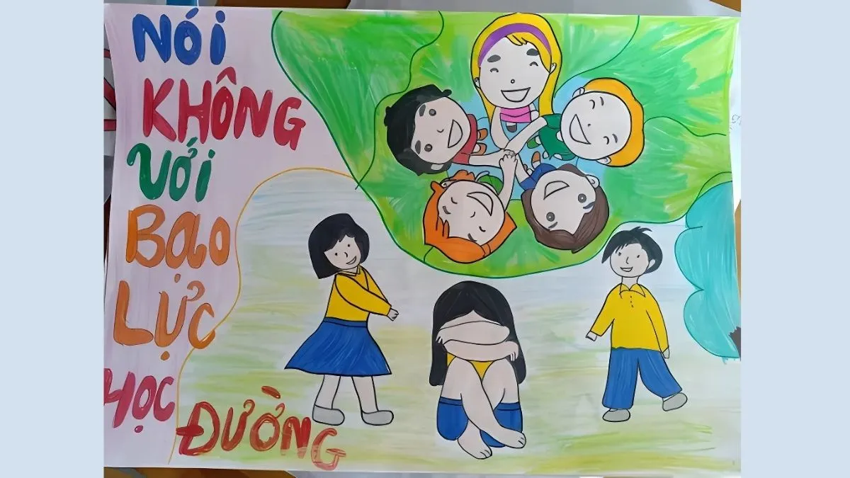 Tải hình vẽ tranh bạo lực học đường để tham khảo