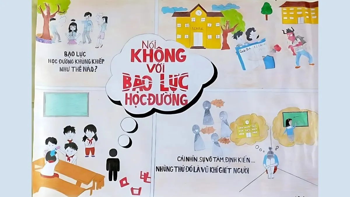 Bức tranh tuyên truyền về tác hại của bạo lực học đường
